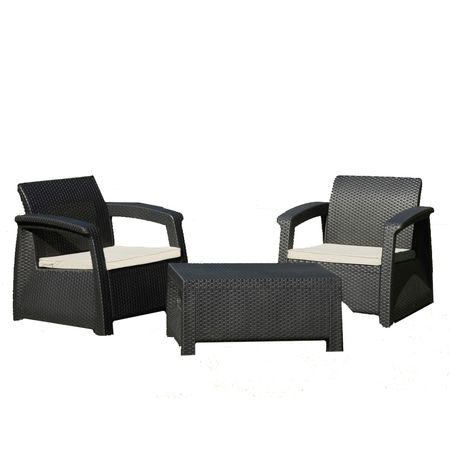 Set mesa y sillones plást grafito Ratan Voss 2000 ROMASET1GR