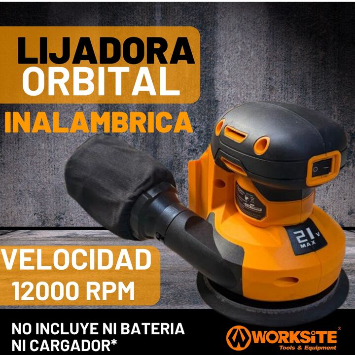 Lijadora Orbital Inalambrica Worksite 12000 Rpm 125mm - Vista 2