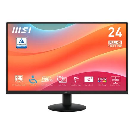 Monitor Msi Pro Mp242l 23.8 Fhd, 100hz 4ms, Negro Negro