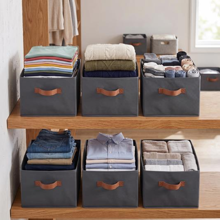 Caja Organizadora Canasto Plegable De Tela Waggs Multiuso X6 Gris