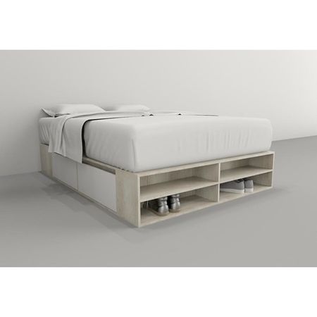 Box de Cama DS Home 1,40 m 4 Cajones Estantes Nevado Everest 195x33x142 cm