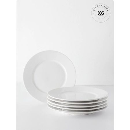 Set 6 platos playos Porto Brasil Mónaco Porcelana Blanco 26