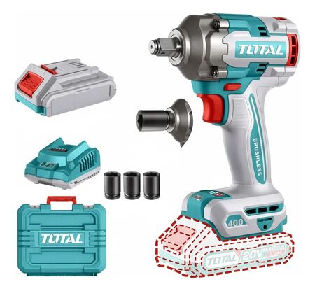 Llave De Impacto 400nm Brushless Total Tiwli2040-4 20v + Kit