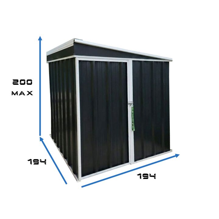 Armario Deposito Galpon de jardin Casi 2x2x2 Techo 1 agua Negro DON ACERO - Vista 2