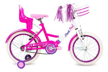 Bicicleta Stark Rod.16 Pink Nena C/canasto/rueditas Rosa
