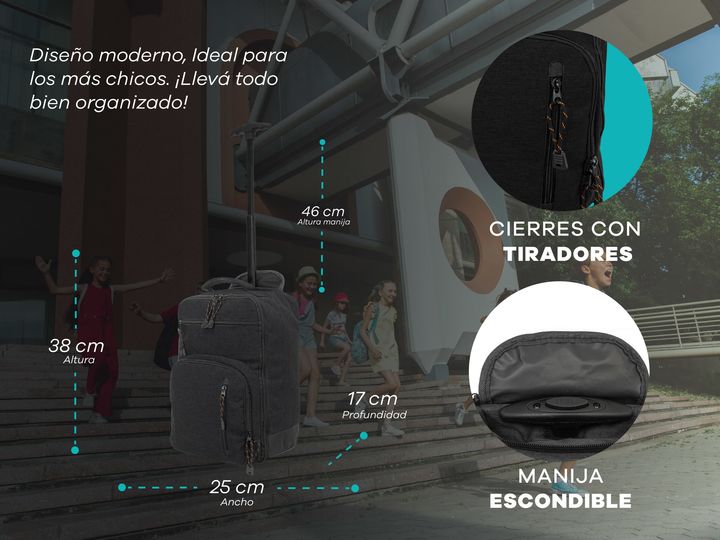 Mochila Escolar con carrito nivel inicial de escuela y jardín - Vista 5
