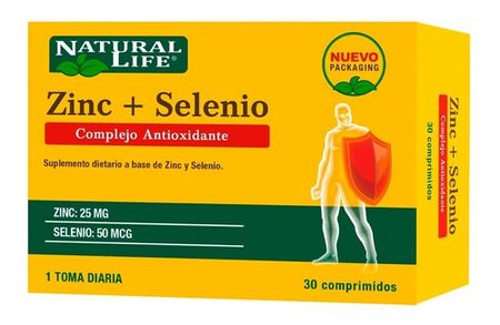 Suplemento Natural Life Zinc + Selenio Antioxidante 30 Comp