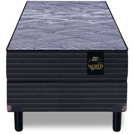 Conjunto Sommier y Colchon de Resorte Bonell King Koil Devon 1 Plaza 80x190x25cm Hibrido Con Espuma Firme y Marco Perimetral de Espuma Rigida Tela Tejido de Punto Matelasseado Reforzado