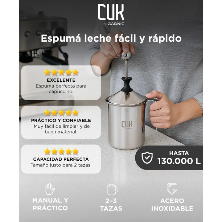 Jarra Espumador de leche Gadnic Miliki acero inoxidable 400ml - Vista 2