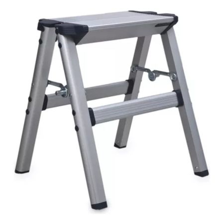 Escalera Plegable Liviana Banco De 1 Escalon De Aluminio Gris