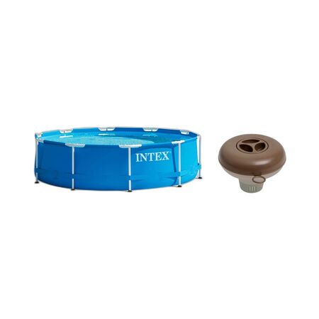 Combo Pileta Intex Metal Frame 305x76cm 4485L + Dispenser Cloro Intex