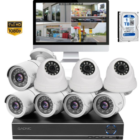 Cámaras de Seguridad x8 + DVR Gadnic SX37X Interior / Exterior Visión Nocturna 1tb (5 Exterior + 3 Interior)