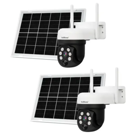 Kit x2 Cámara de Seguridad SriHome 2k 4mp Con Panel Solar
