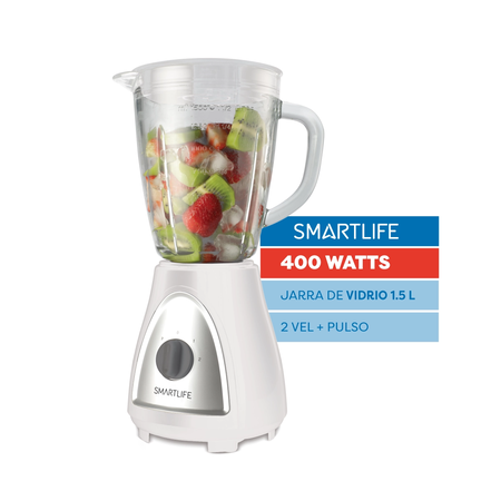 Licuadora Smartlife BL1008W Jarra Vidrio 1.5L 400W Bco