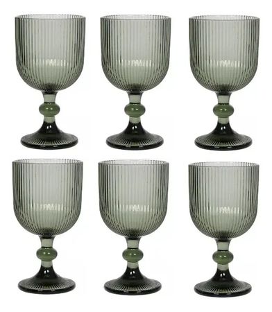 Set X 6 Copas Grey Lineas Etxe (hf-05)