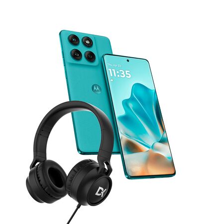 Combo Celular Motorola Moto Edge 60 Fusion Amazonite 8+256gb + Auriculares Over Ear Vincha Dekkin USB-C Negro
