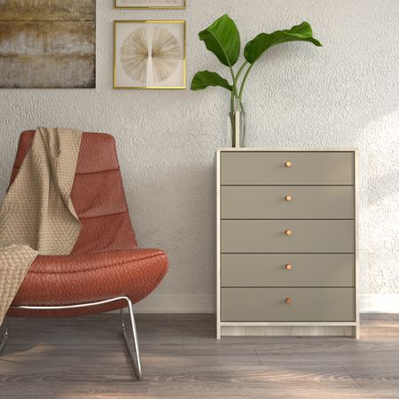 Chiffonier 5 Cajones Tables Cod: 6058 Nevado-Gris