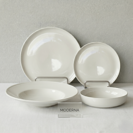 Set 16 Piezas Plato Playo Pasta Postre Bowl Porcelana Blanca