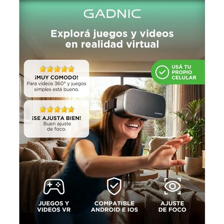 Lentes para Realidad Virtual VR Gadnic 