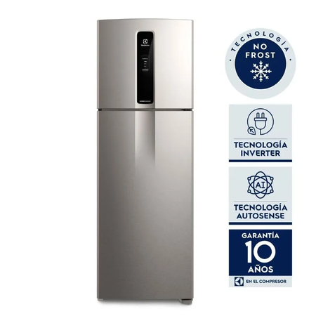 Heladera Electrolux 408LTS Top Freezer No Frost Inverter Plata 