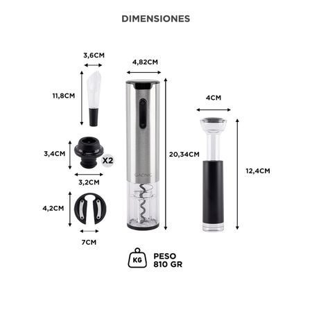 Set Para Vino Profesional Gadnic V8093 Abridor Vertedor Conservador 