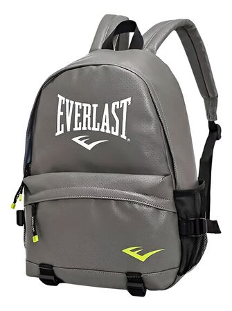 Mochila Everlast Urbana Cuero Microperforado Porta Notebook Gris