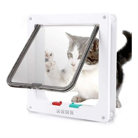 Puerta Para Gatos Perros Vaiven 4 Posiciones 4 Usos Delgada Blanco