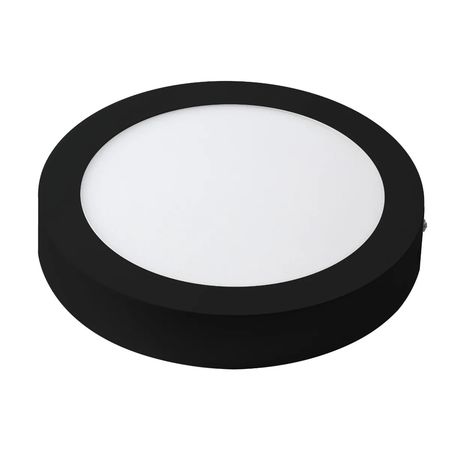 Pack X4 Panel Led 18w Aplicar Redondo Negro Frio 1500lm Techo