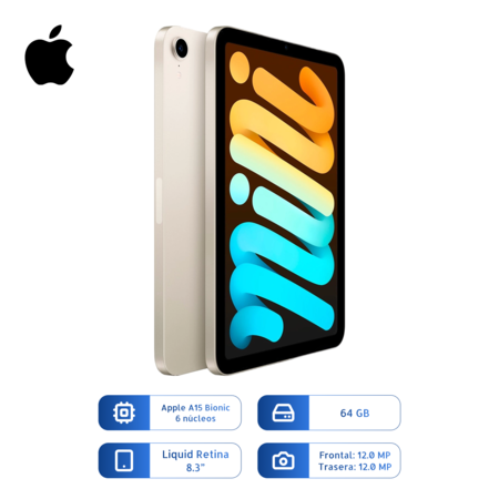 Tablet Apple Ipad Mini 6 Gen Mk7p3lla 64gb Wifi 8.3 Pulg Starlight