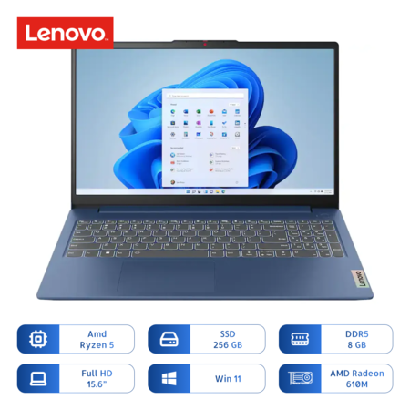 Notebook Lenovo Ideapad Slim 3 Ryzen 5 40 8gb Ram 256gb Ssd 15.6 Pulg Azul