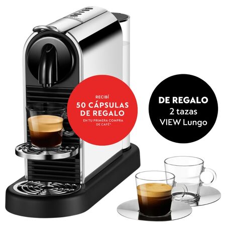 Cafetera Nespresso Citiz Platinum Steel + 2 Tazas VIEW Lungo
