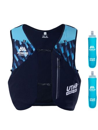 Kit Aonijie Chaleco de Hidratación 8L y 2 Botellas Unisex Trail running Azul