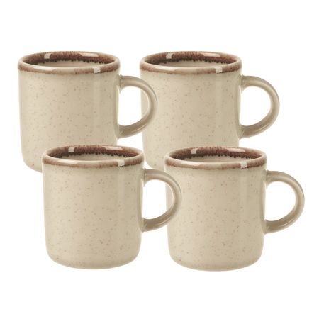 Set x 4 Jarro Taza Mug 110 Ml Tacita Espresso Porcelana Envejecido Ivory