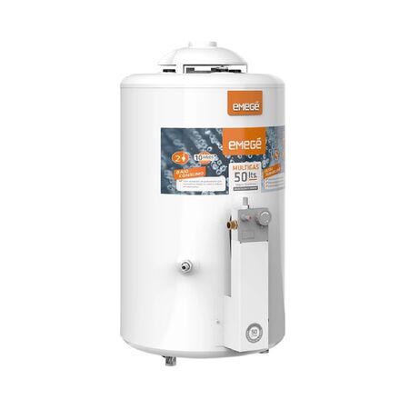 TERMOTANQUE CARGA SUPERIOR EMEGE 50 LTS 3800 KCAL H RECUPERACION 145 LTS X HORA