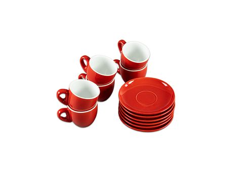 Taza Café 90Ml C/ Plato 11,5 Cm  Rojo Set X 6