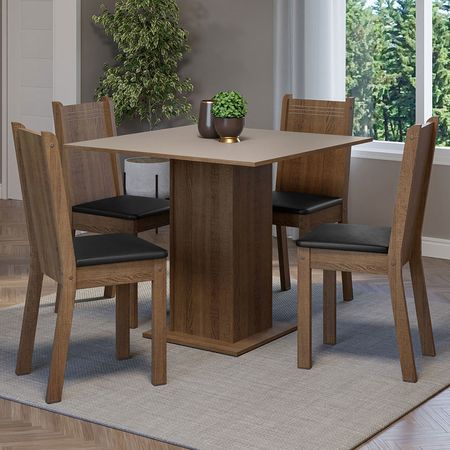 Juego De Comedor Mesa Tapa De Madera 4 Sillas Samara 01