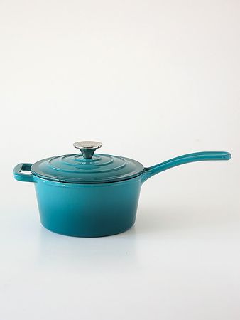 Cacerola con mango y tapa celeste hierro enlozado Feuer