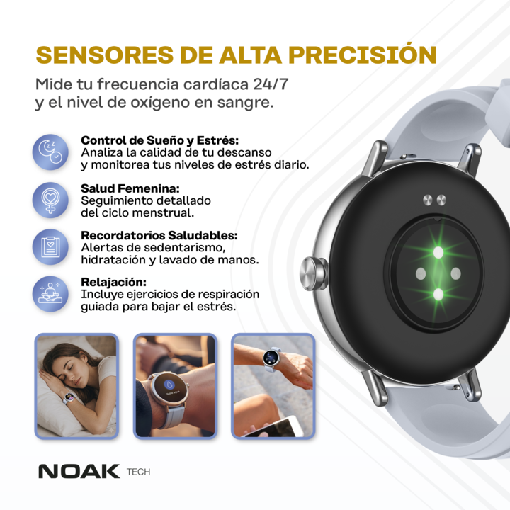 Smartwatch Noak M30 Classic Redondo 1.27" TFT-LCD IP68 - Vista 5