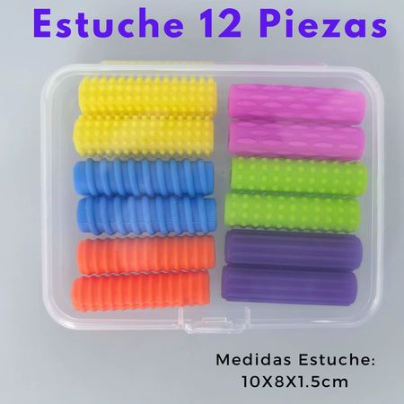 Dedos Ocupados Fidget Pen Grip  Antiestrés Compacto Silicona Estuche Surtido X 12