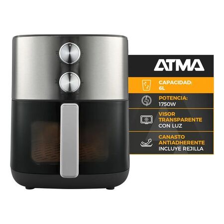 FREIDORA ATMA FR256MAIP AIRE 6LTS DIGITAL ACERO INOXIDABLE