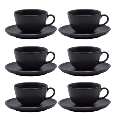 SET X6 TAZA DE TE 220CC C PLATO ONIX OXFORD