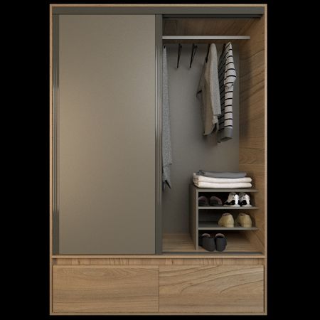 Placard Corredizo 1,50 2 Cajones 2 Zapateros Olmo F. Gris C. Tables