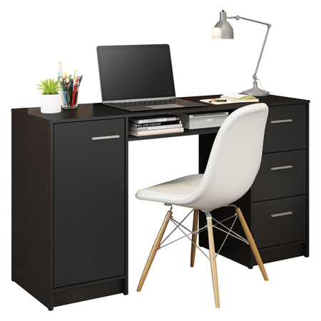 Escritorio Para Pc Alaska Madesa 3 Cajones 1 Puerta Negro