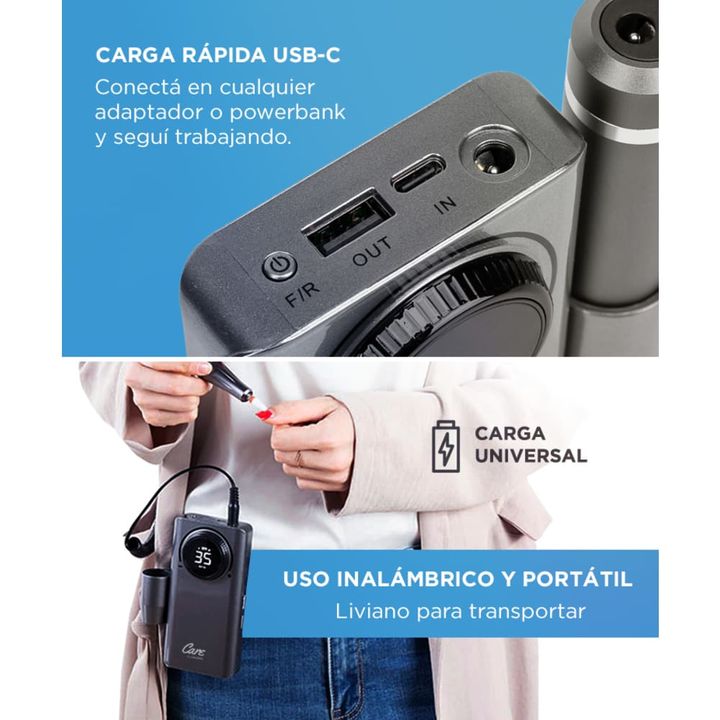 Torno Eléctrico de Uñas Gadnic Portatíl 35000 RPM Velocidad Ajustable - Vista 4