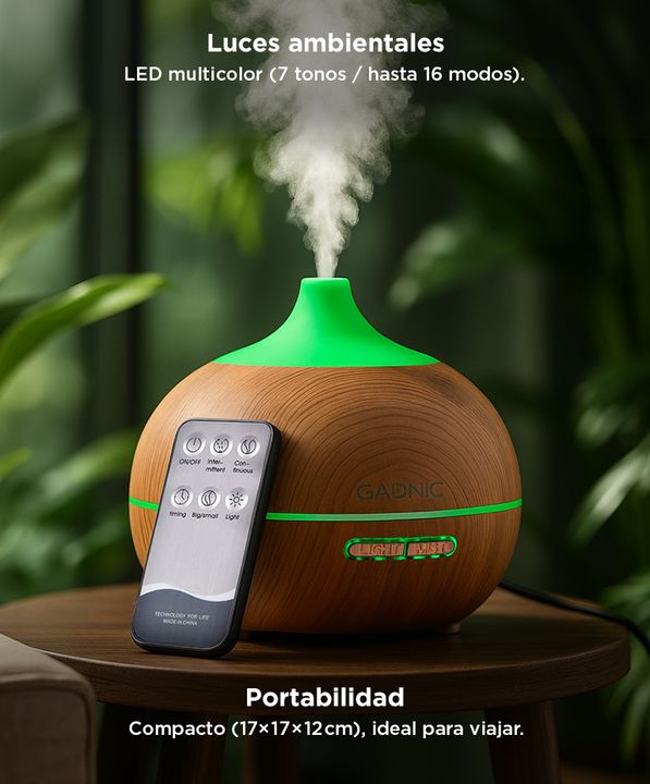 Difusor Gadnic Plus Humidificador Ultrasónico 300ml 20hs 7 Colores - Vista 5