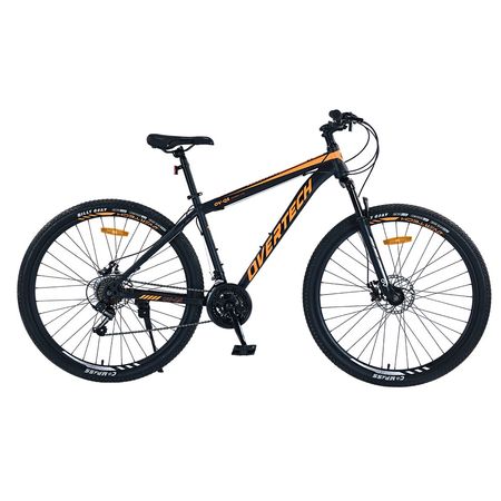Bicicleta Mtb Overtech Q5, R29 21v Shimano, Freno Disco, Suspensión, Negro/Naranja/Naranja, Talle M