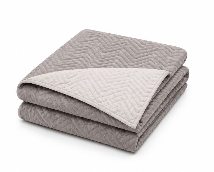 Cubrecama reversible queen con funda de almohada color gris claro/beige - Vista 2