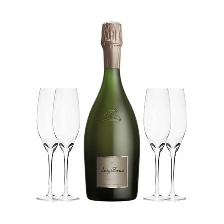 Set Espumante Luigi Bosca Extra Brut x 2 y 4 Copas Con Estuche