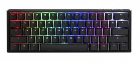 Teclado Mecanico Ducky One 3 Mini Teclas Negras Interruptor Marron Ingles Pbt Doble Disparo sin Costuras Negro y Blanco
