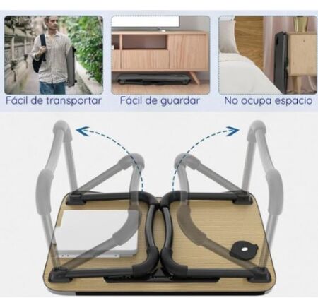 Bandeja cama mesa desayunadora notebook plegable vaso